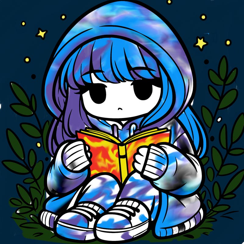 girl in oversized hoodie reading a book