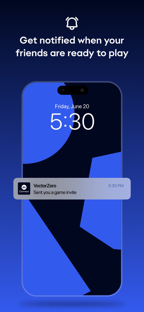 EA Connect - A smartphone lock screen showing a real-time game invite notification from the EA Connect app.