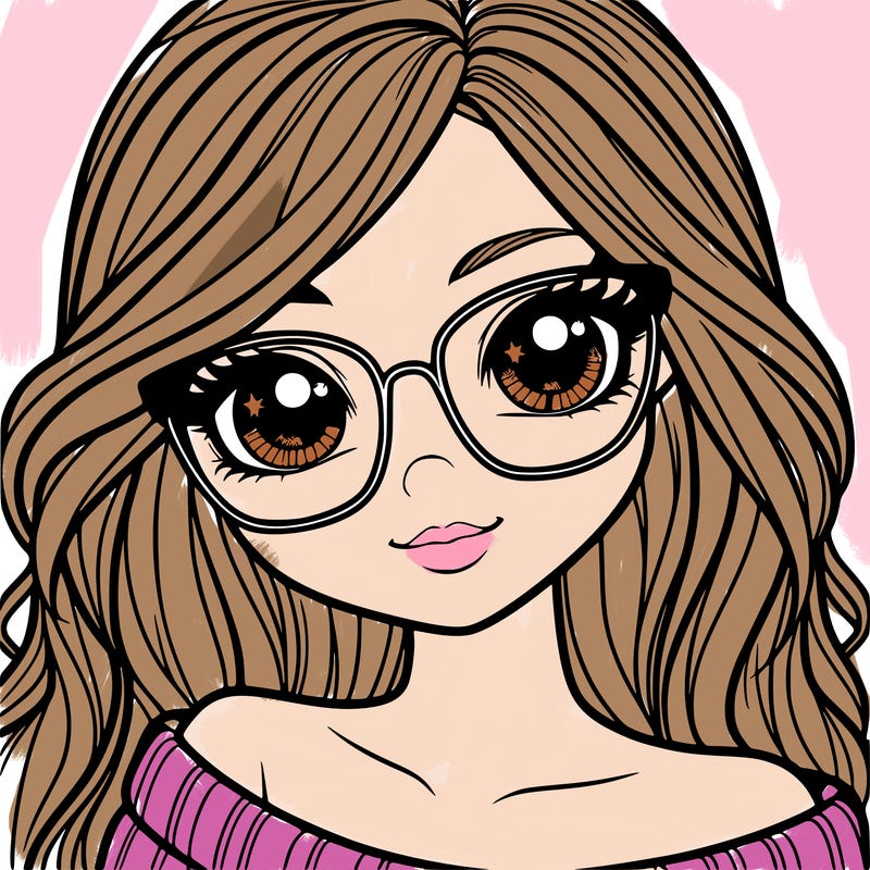 girl with beautiful eyes, hair, and glasses