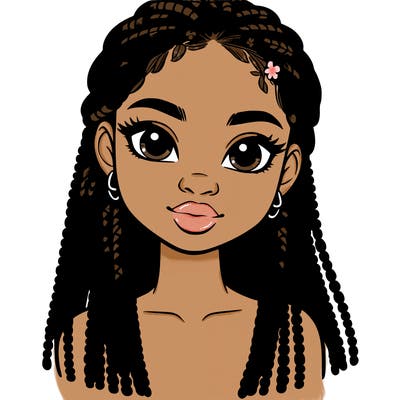 a realistic black girl with braids