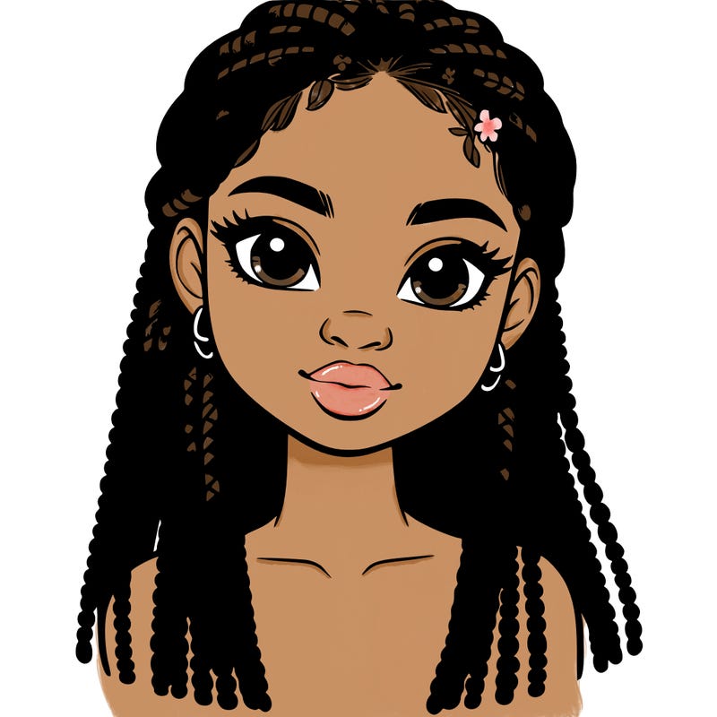 a realistic black girl with braids