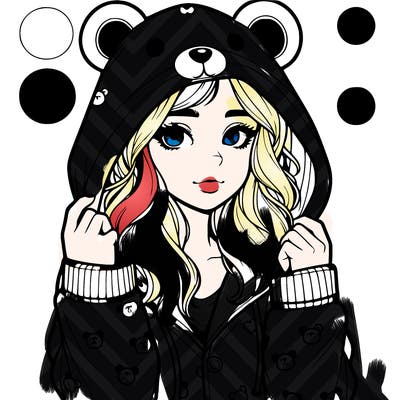 realistic girl in a animal pjs hoodie