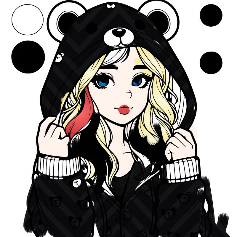 realistic girl in a animal pjs hoodie