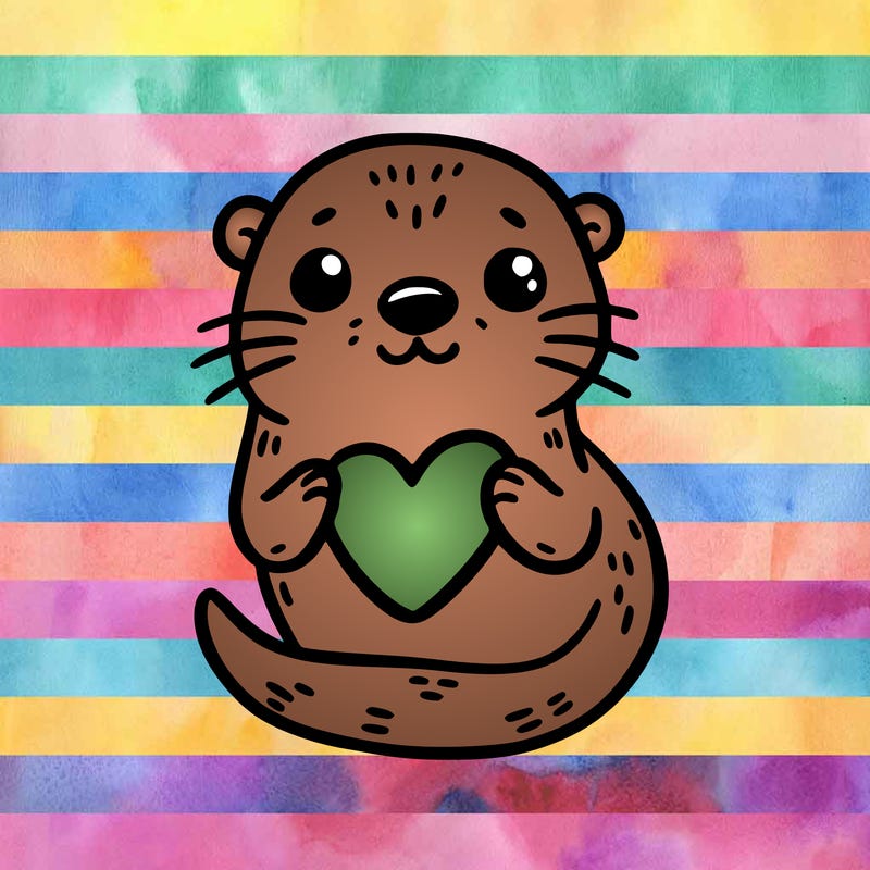 otter with a heart