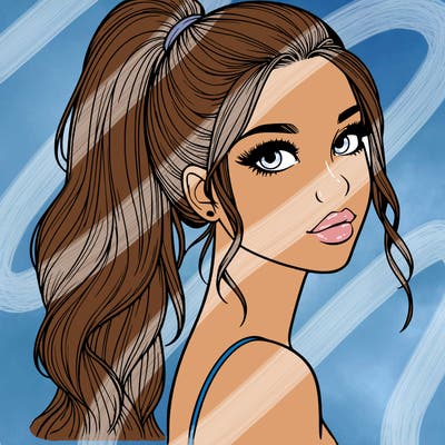 realistic pretty girl with high pony tail