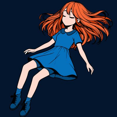 realistic girl floating