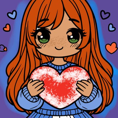 girl holding big heart in hands