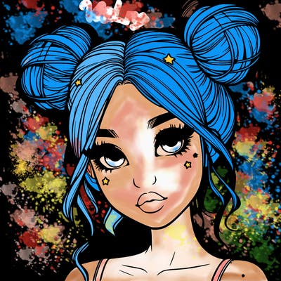 realistic girl with space buns