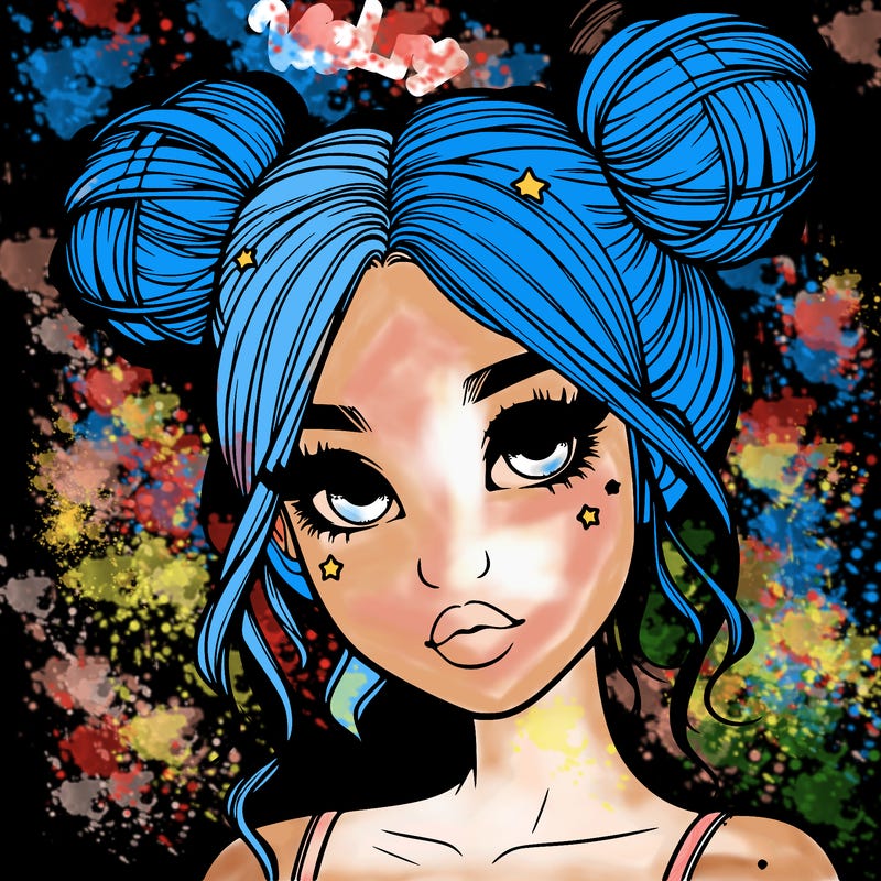 realistic girl with space buns
