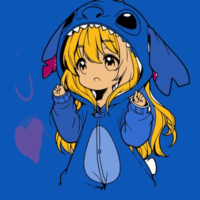 anime girl in a stitch onsie
