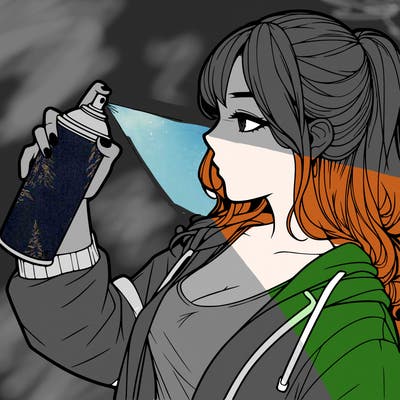 a realistic girl spray, painting