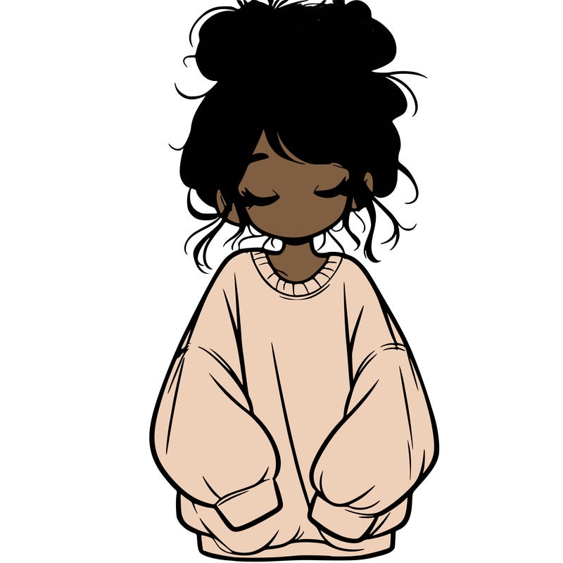girl with baggy sweatshirt and messy bun