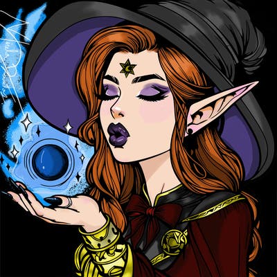 realistic elf casting a spell with lips