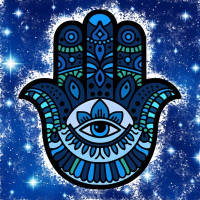 line drawing of a hamsa