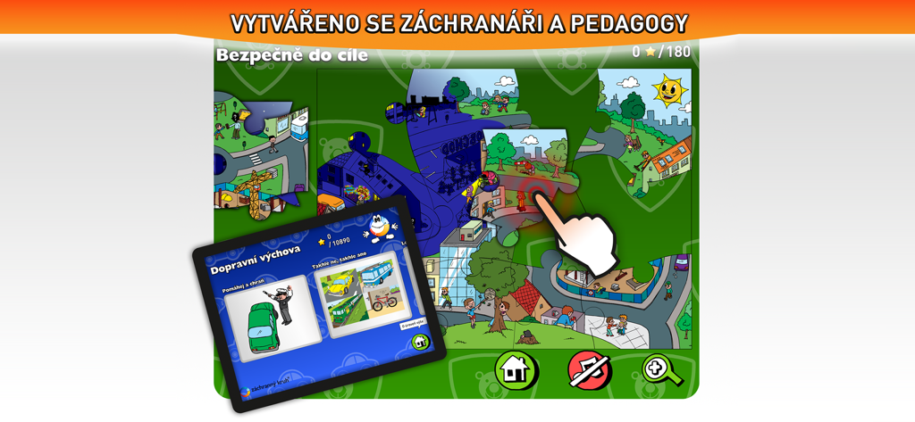 Malý záchranář - Juego de rompecabezas de seguridad educativo para niños que presenta actividades de tráfico y preparación para emergencias