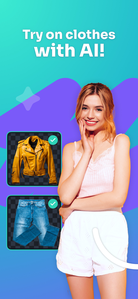 FitRoom: Virtual Tryon Clothes - A woman using the FitRoom app to virtually try on clothes with AI technology