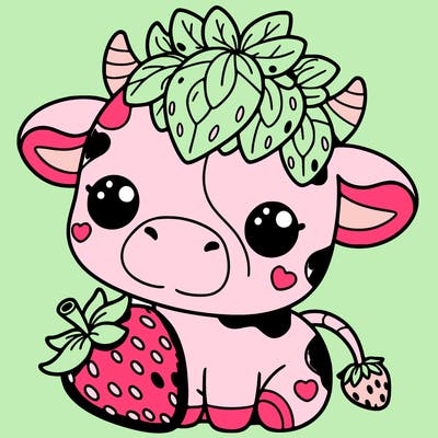 cute strawberry cow
