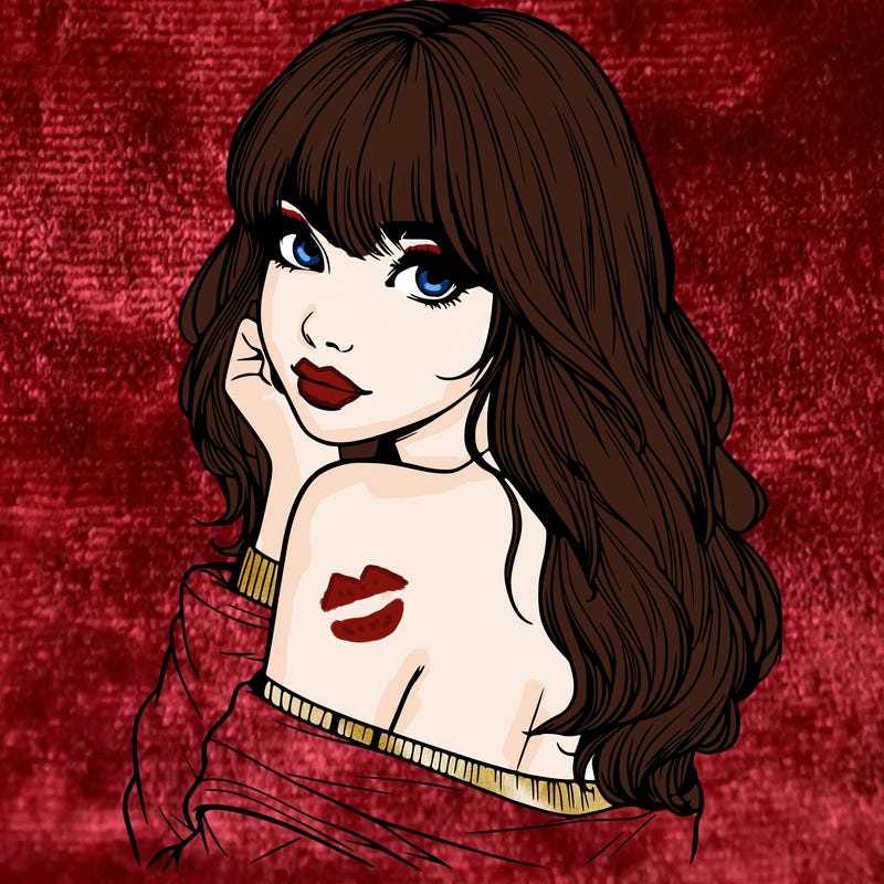 realistic girl with bangs looking over her shoulder