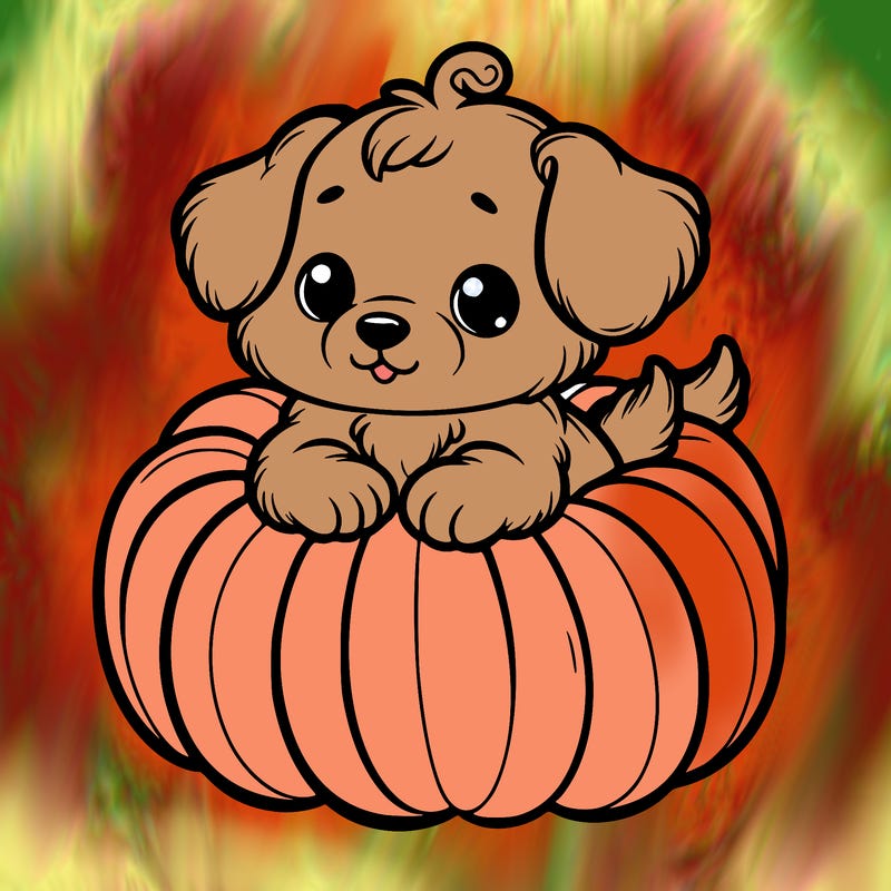 cute little puppy in a pumpkin