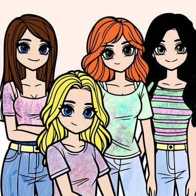 picture of 4 teenage girls.