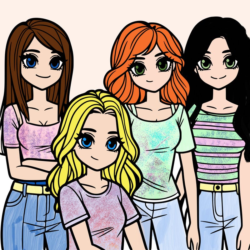 picture of 4 teenage girls.