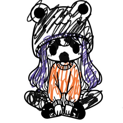 a girl wearing a frog hat and some frog socks