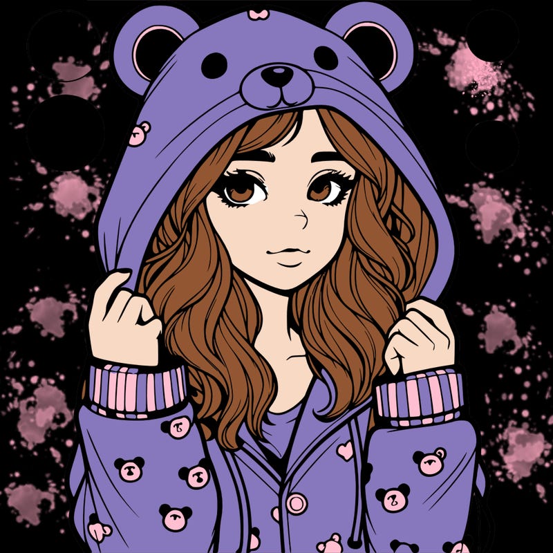 realistic girl in a animal pjs hoodie