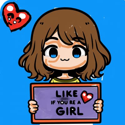 a cute girl holding a sign that says like if you’re a girl