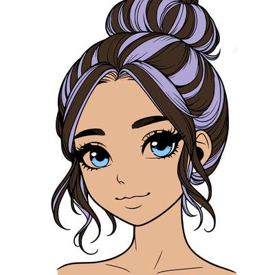 realistic pretty girl with hair in bun