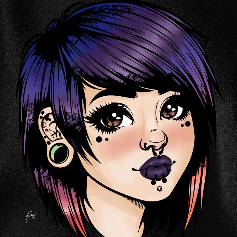 realistic emo girl with piercings