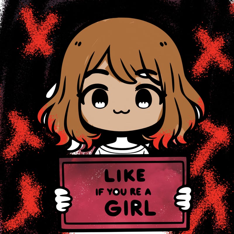 a cute girl holding a sign that says like if you’re a girl