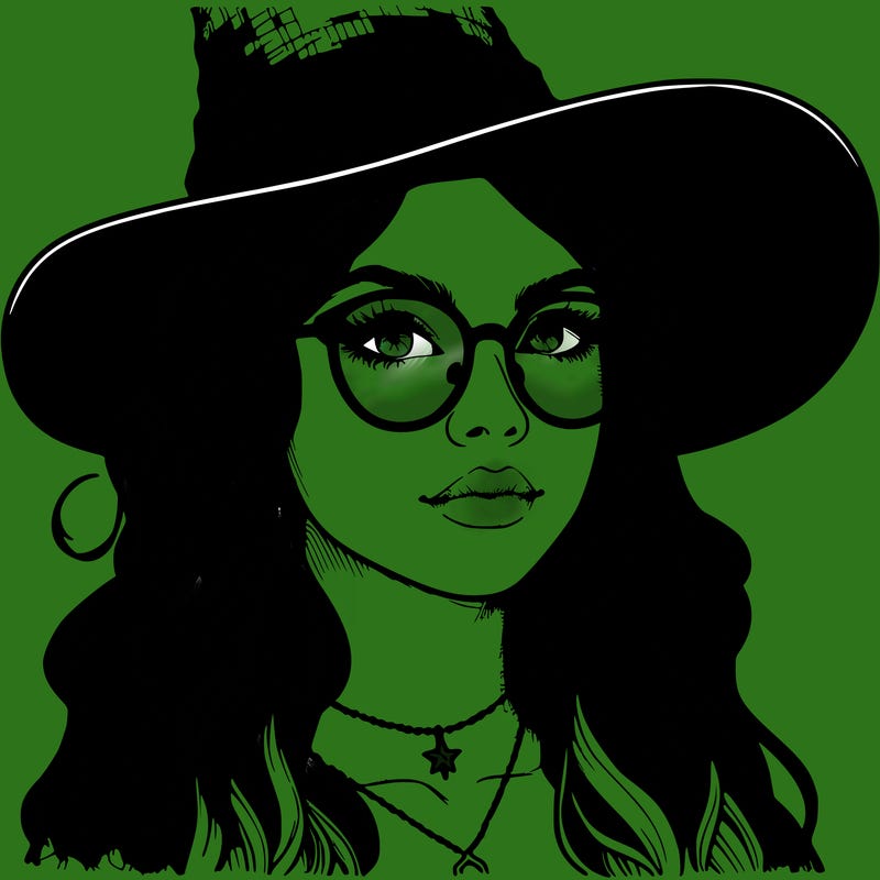 a witch with glasses realistic