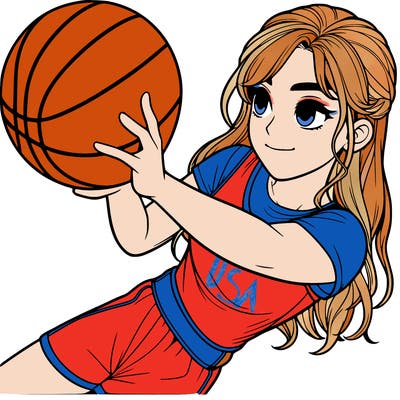 realistic girl playing basketball