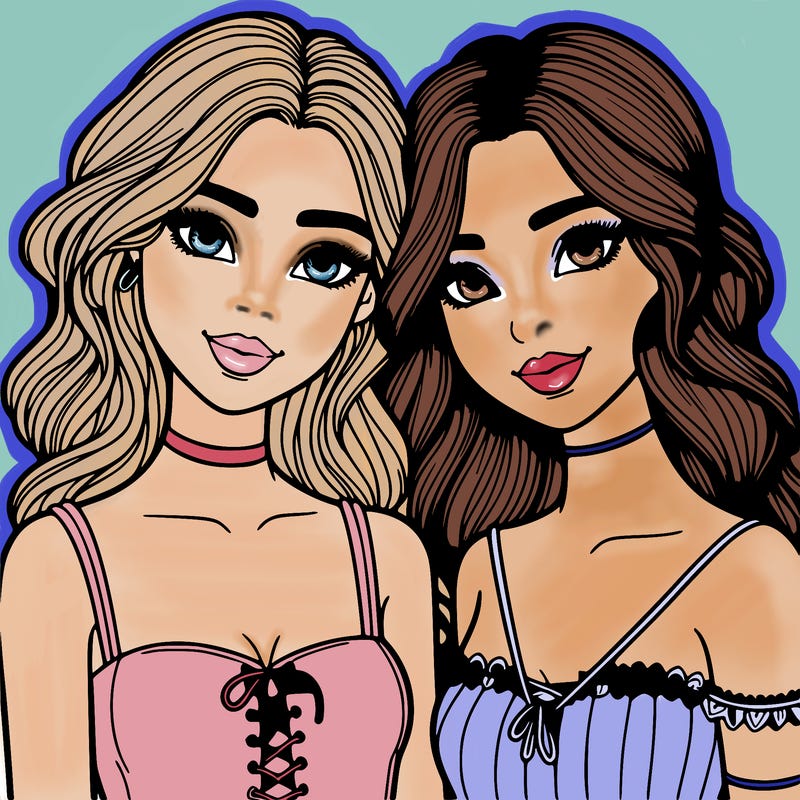 beautiful best friends women realistic