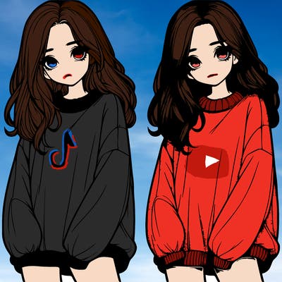 realistic girl with baggy sweater