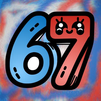 the numbers 67
