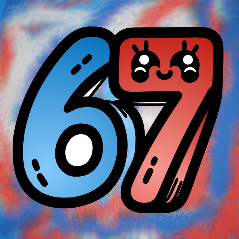 the numbers 67