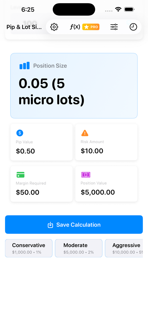 Forex position size calculator interface showing trade risk metrics and lot size calculations
