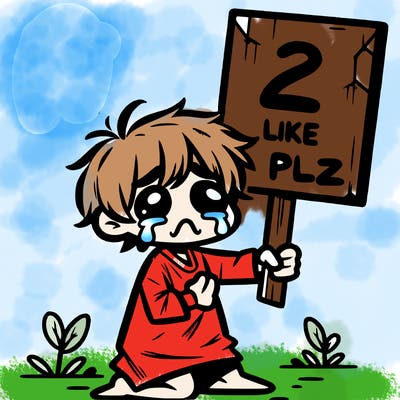small poor toddler crying with sign that says 2 like plz
