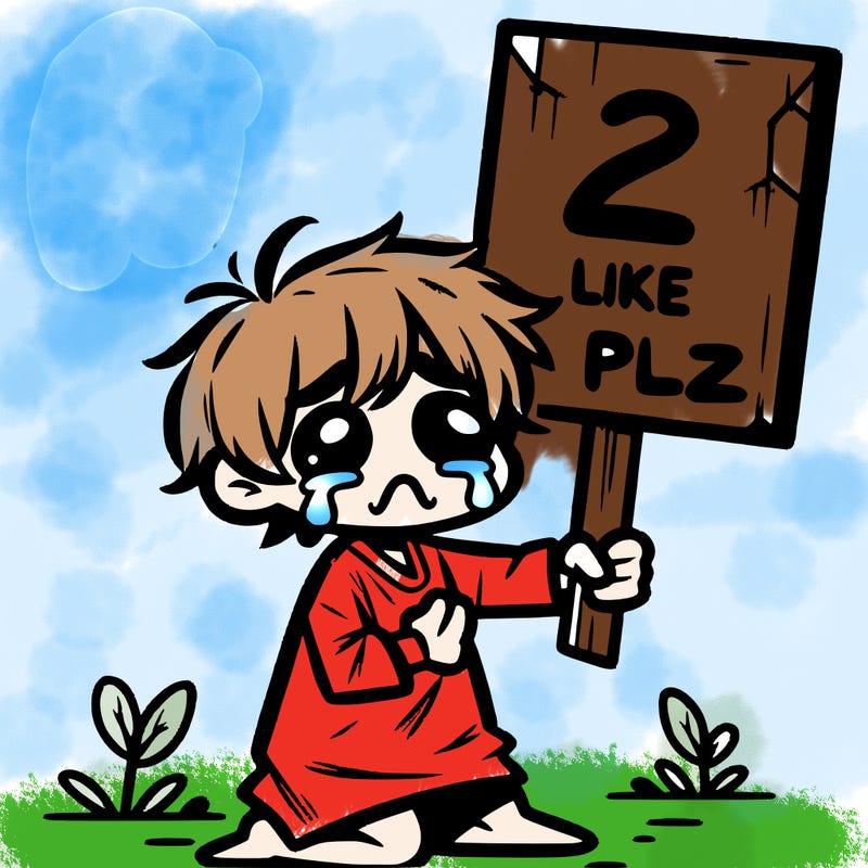 small poor toddler crying with sign that says 2 like plz