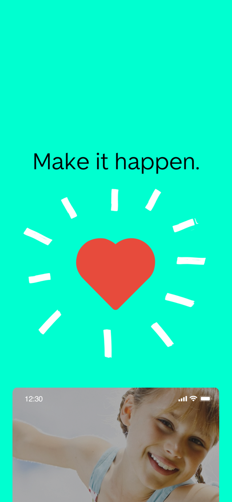 ImmoScout24 - Austria - Splash screen for ImmoScout24 Austria app with Make it happen text and heart symbol