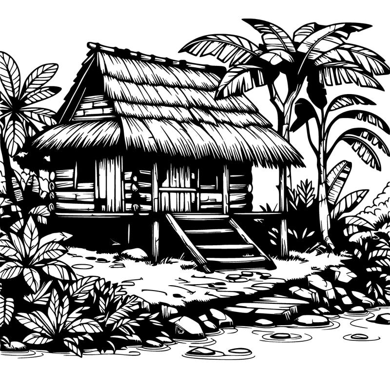 realistic rainforest hut