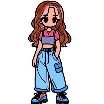 girl in crop top and baggy pants
