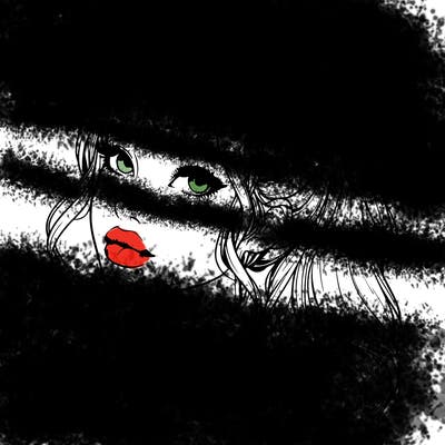 realistic girl with a ponytail on her hair and lips