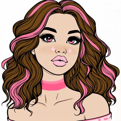 realistic girl with wavy hair and lips