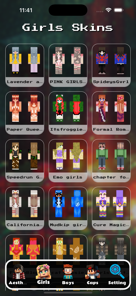 Skins for Minecraft PE - MCPE - A gallery of diverse girl character skins for Minecraft Pocket Edition