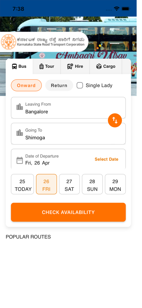KSRTC AWATAR - KSRTC AWATAR mobile app interface for bus ticket reservation
