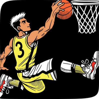 basketball player dunking the ball