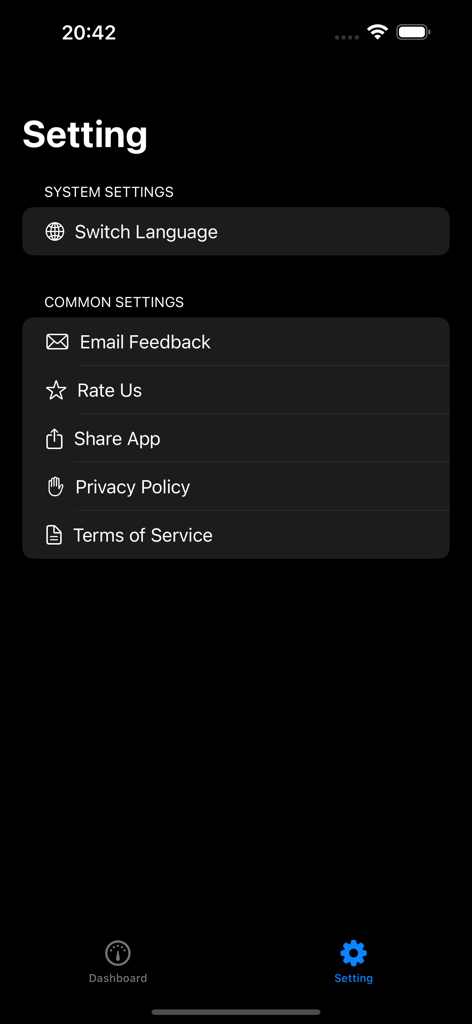Gboard - Gravity dashboard - Menú de configuración de la aplicación Gboard Gravity dashboard que muestra opciones del sistema y comunes