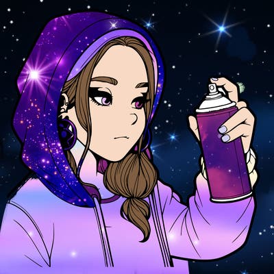 a realistic girl, spray painting